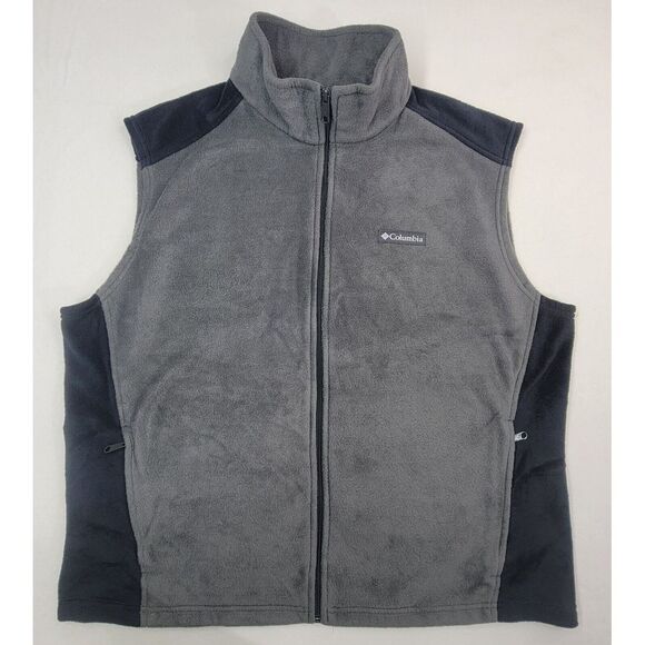 Columbia Other - Columbia Fleece Vest Mens XL Gray Black Full Zip &Zip Pockets ColorBlock